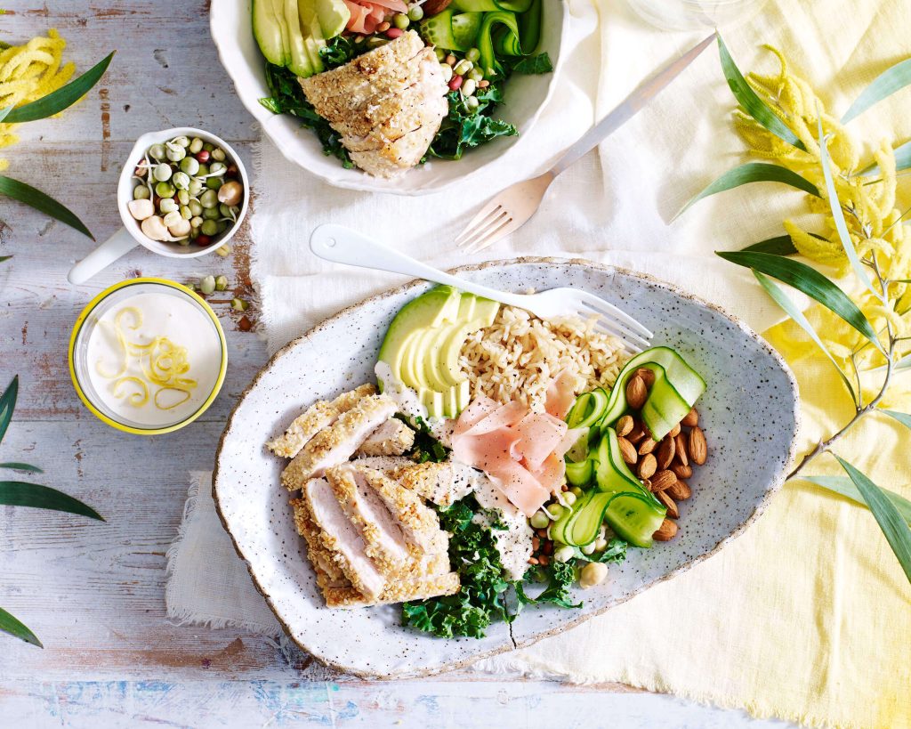 Sesame Chicken And Brown Rice Salad Bowl